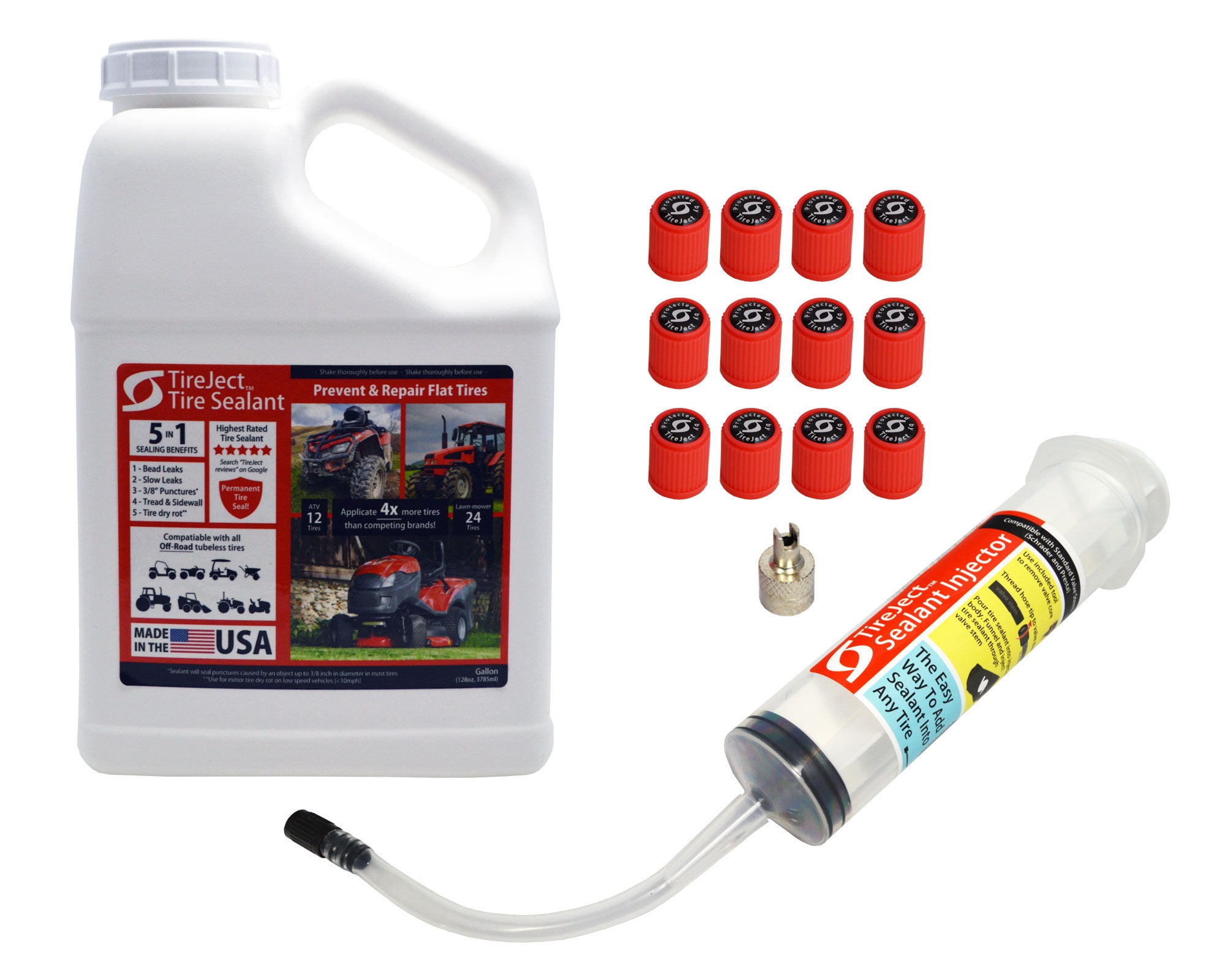 TireJect Automotive Sedan/Crossover/Truck 2-in-1 Tire Sealant & Bead Sealer Kit for Tire Repair of Leaks and Punctures